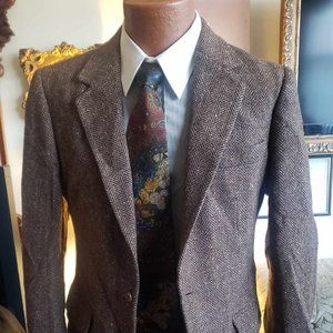 Herringbone brown tweed jacket 36S